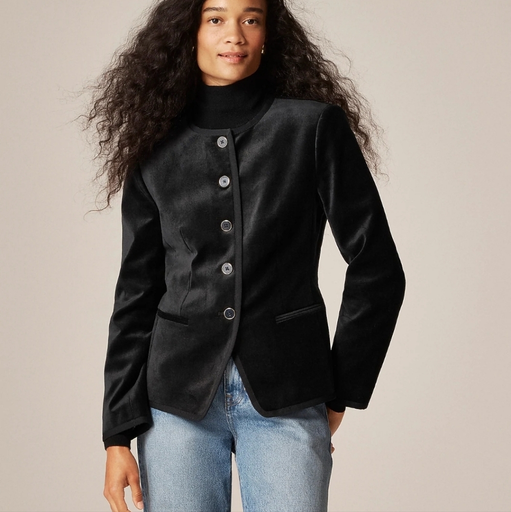 J Crew Cora lady jacket in velvet Blazer CP831 Size 22 NWT Black